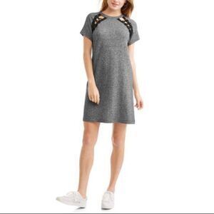 -Derek Heart Double Lace-up T-Shirt Dress